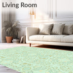 Ornate Mint Green Graphic Pattern Rug