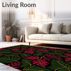 Dark Forest Red and Green Foliage Rug