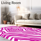 Vibrant Pink Abstract Zebra Stripe Pattern Rug