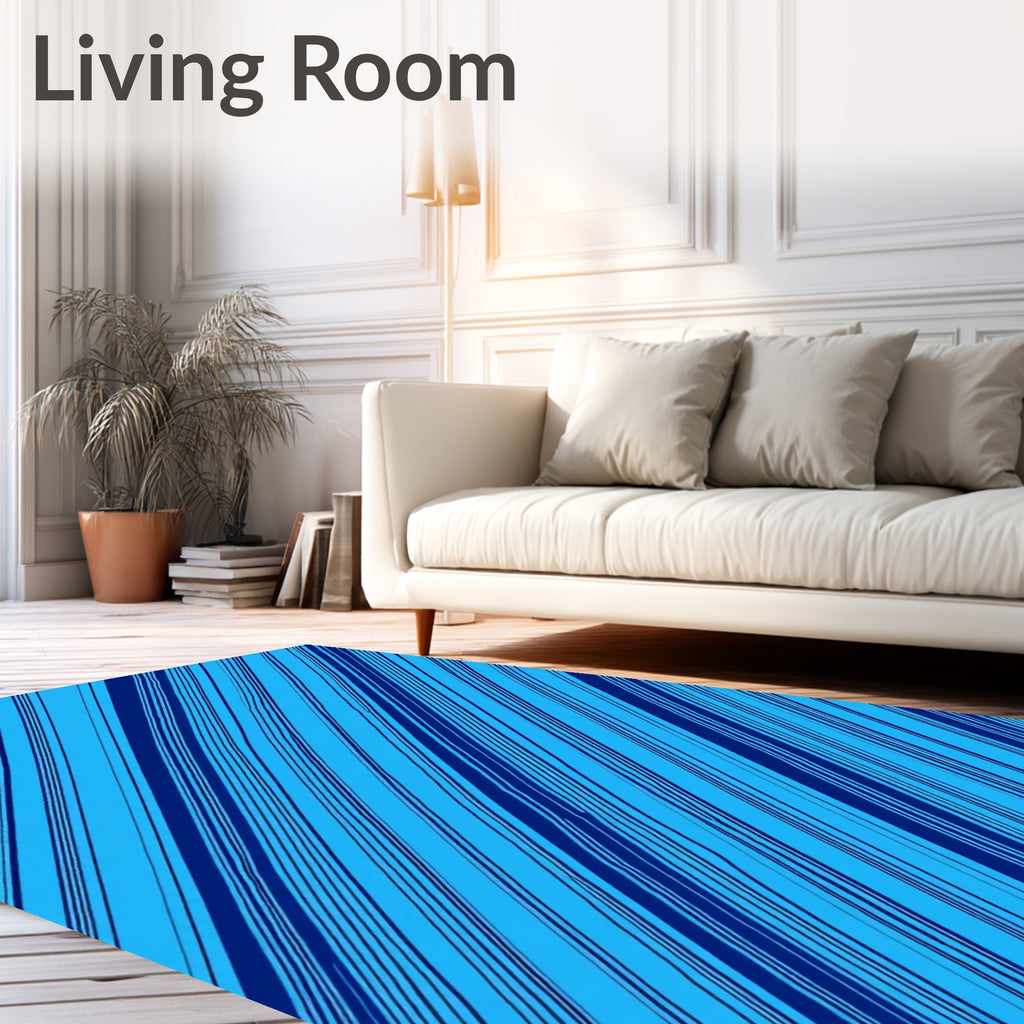Bold Diagonal Navy Blue Strips Rug