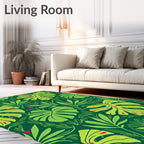 Vibrant Green Tropical Leaf Composition Rug