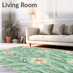 Pastel Floral Branch Botanical Design Rug