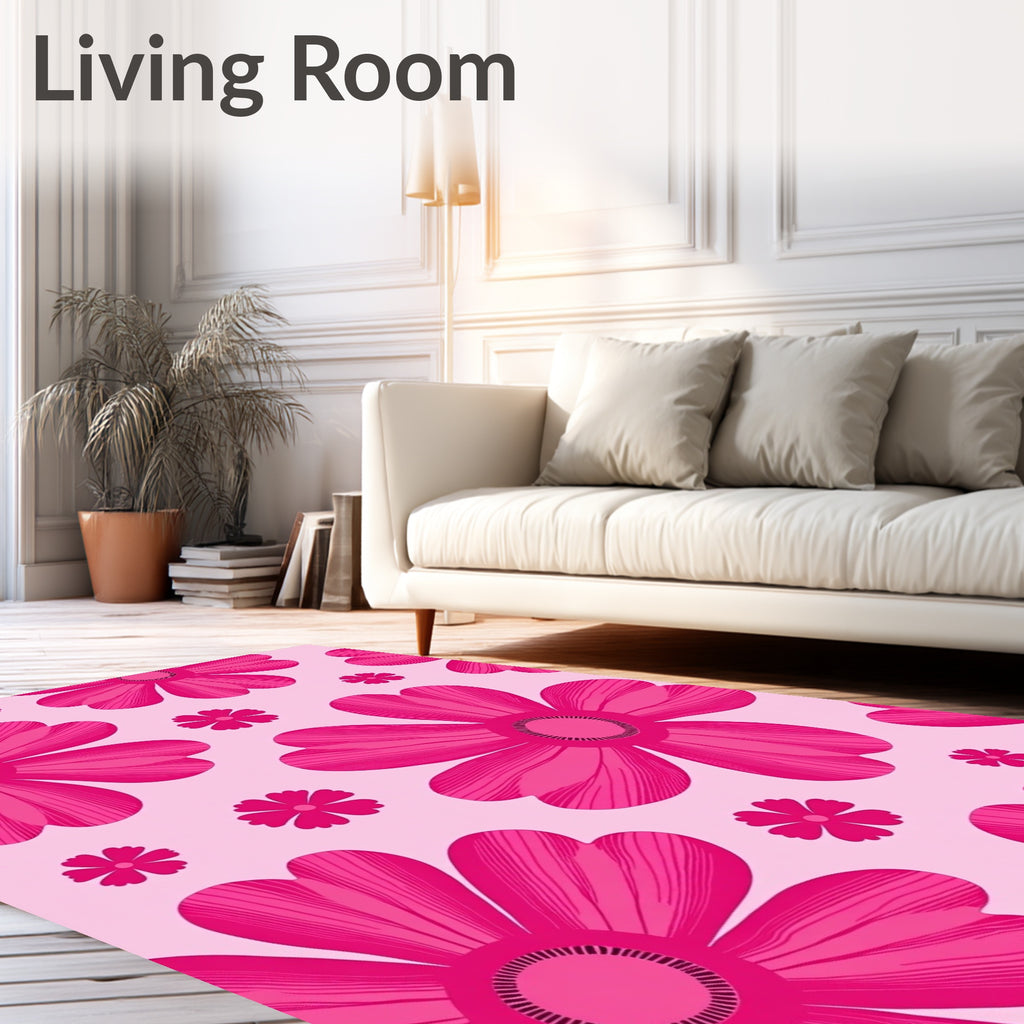 Pink Floral Blossom Design Rug