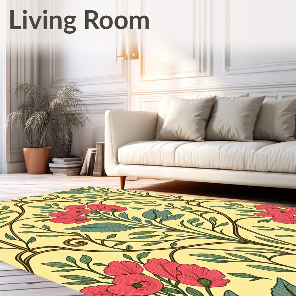 Art Nouveau Floral Vines Cream Rug