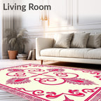Classic Pink Scrollwork Floral Pattern Rug