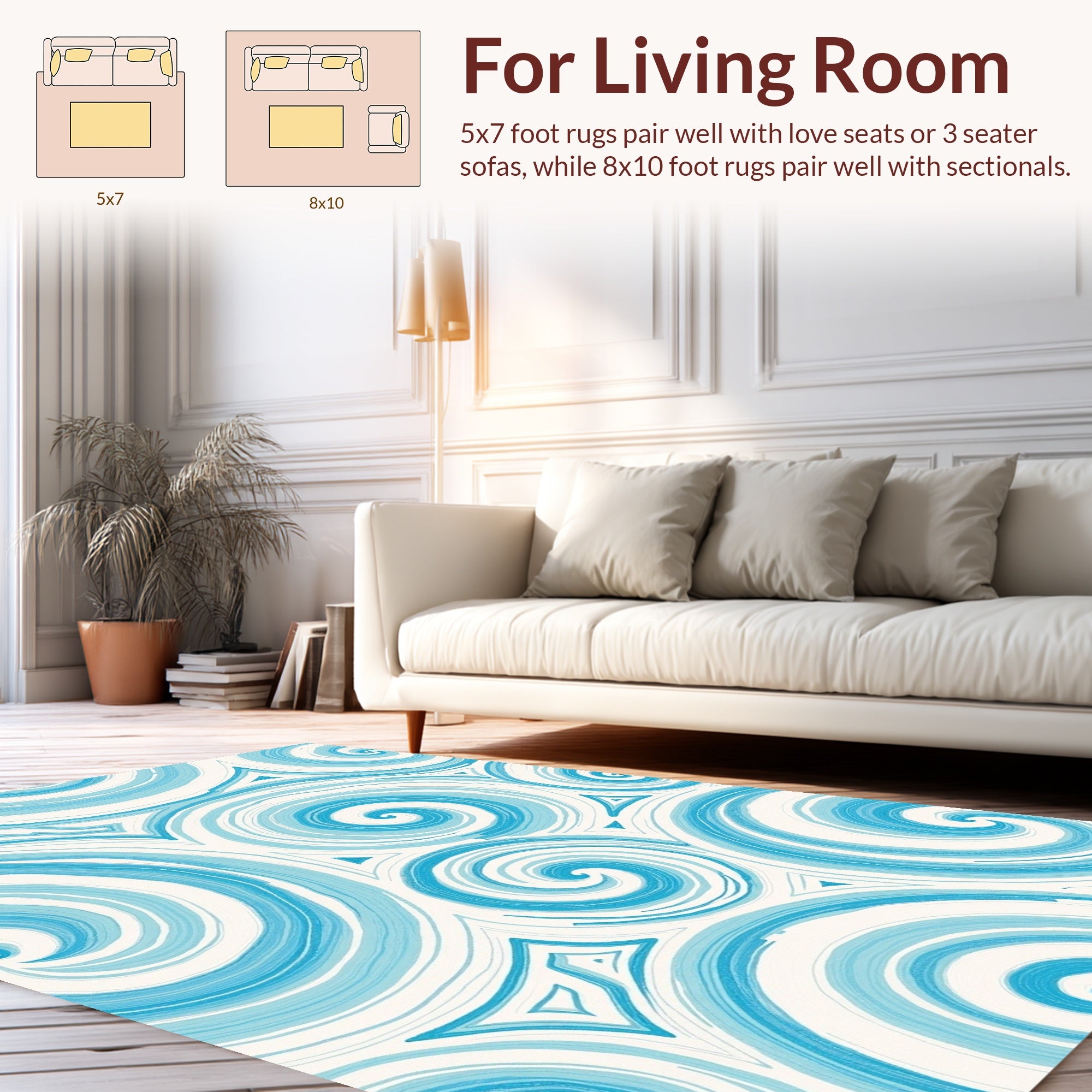 Oceanic Swirl Pattern Design Rug