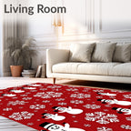 Festive Snowman Snowflake Pattern Rug