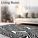 Bold Ink Floral Scroll Pattern Rug
