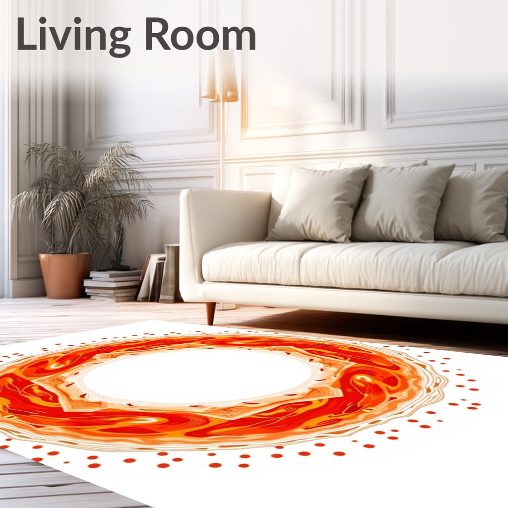 Vibrant Fiery Swirl Mandala Rug