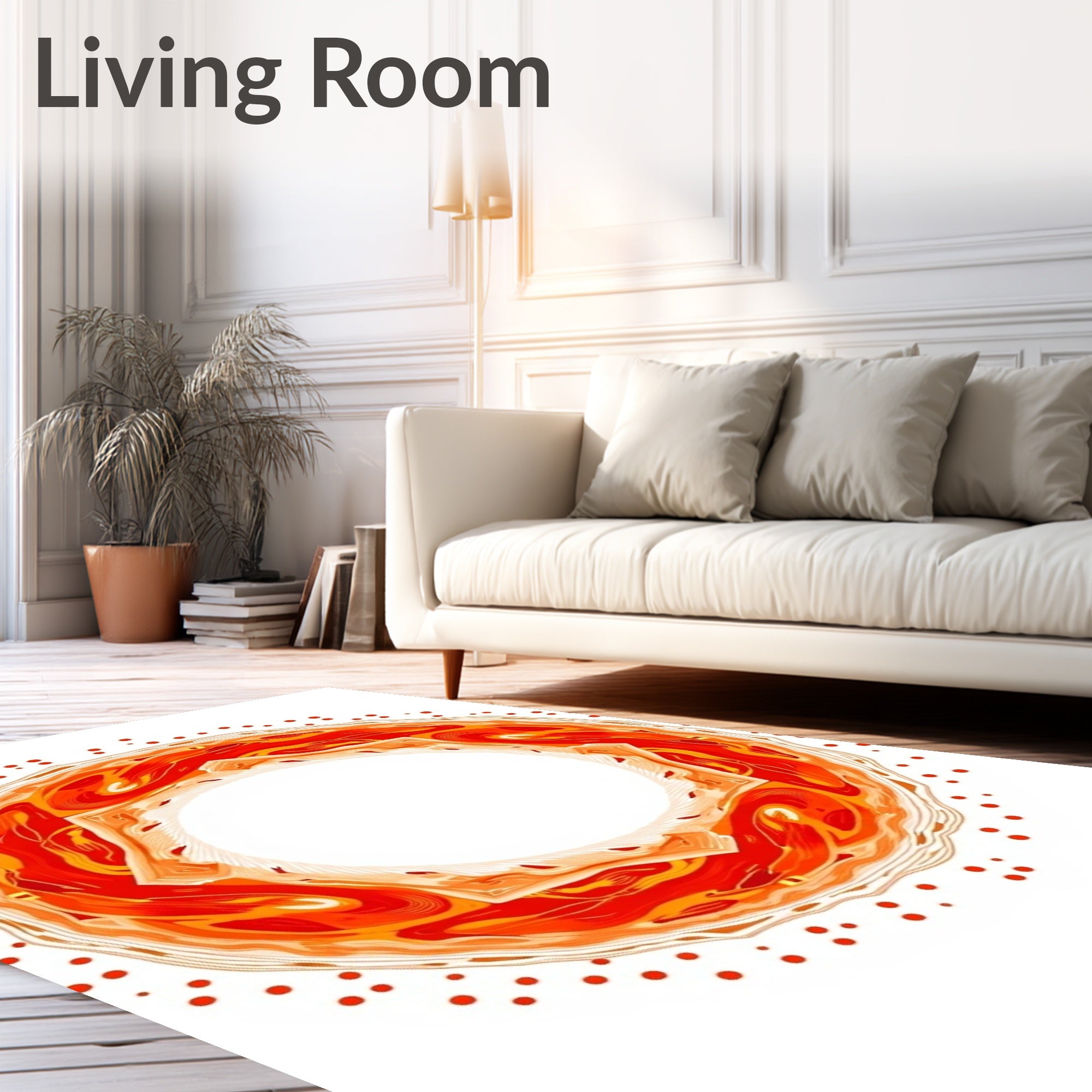 Vibrant Fiery Swirl Mandala Rug