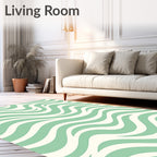 Aqua Cream Abstract Swirl Pattern Rug