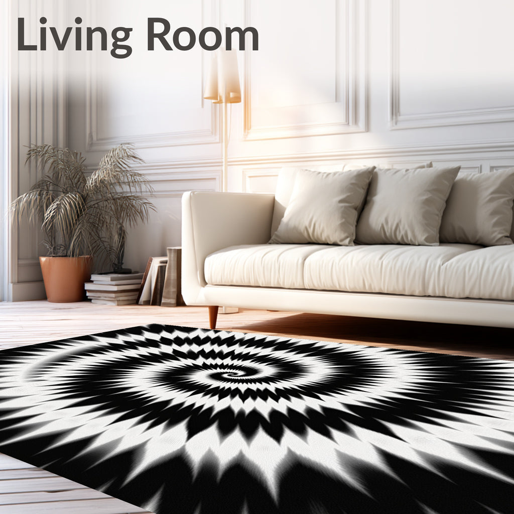 Monochromatic Spiral Sharp Pattern Rug