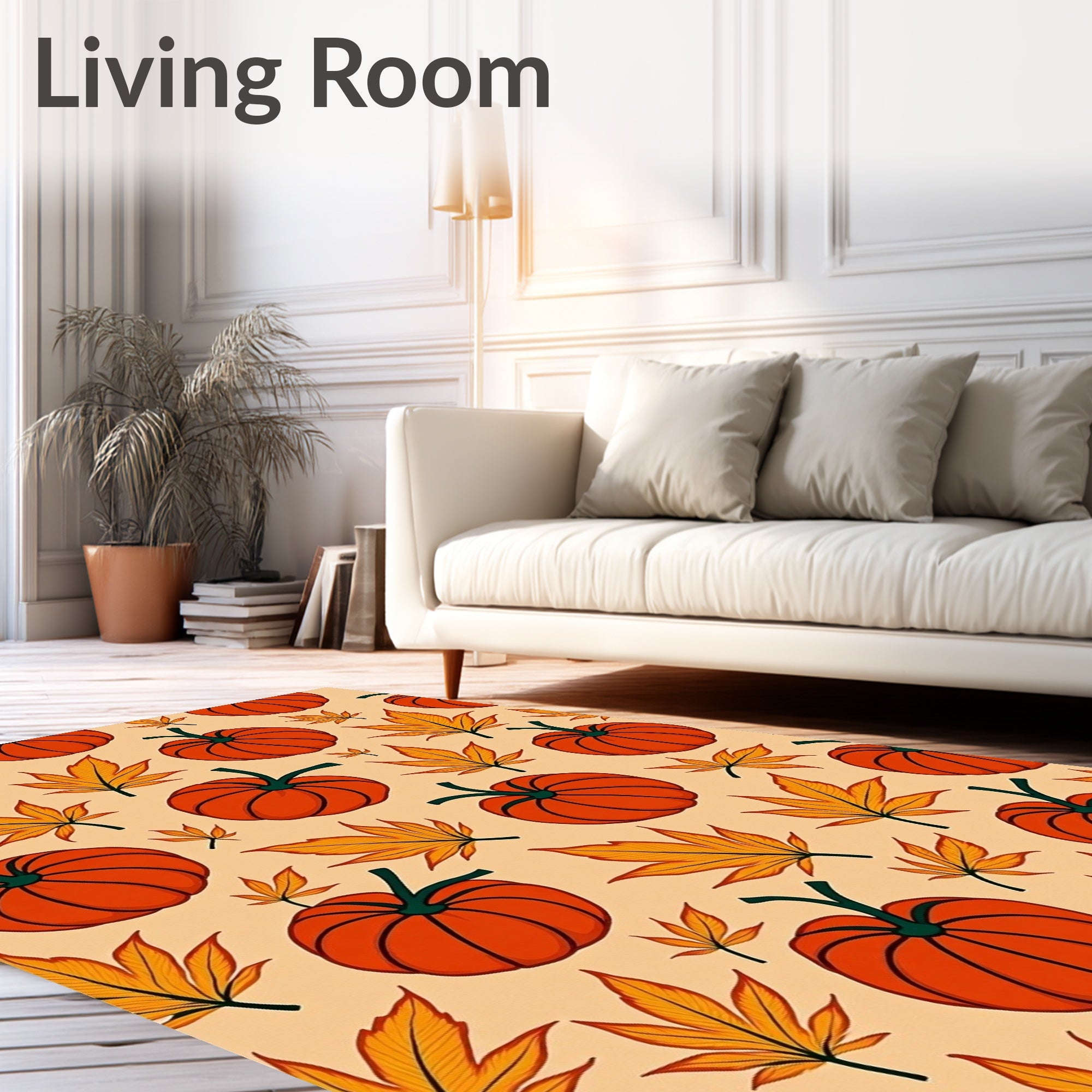 Autumn Pumpkins and Maple Leaves Pattern Rug