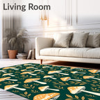 Whimsical Mushroom Leaf Pattern Rug