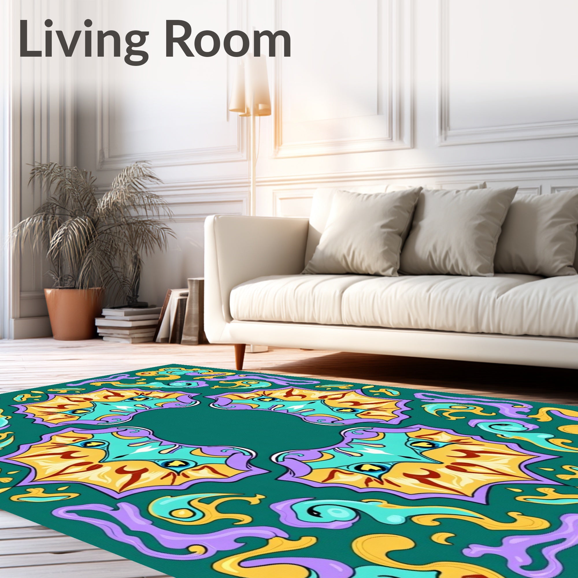 Colorful Abstract Floral Pattern Rug