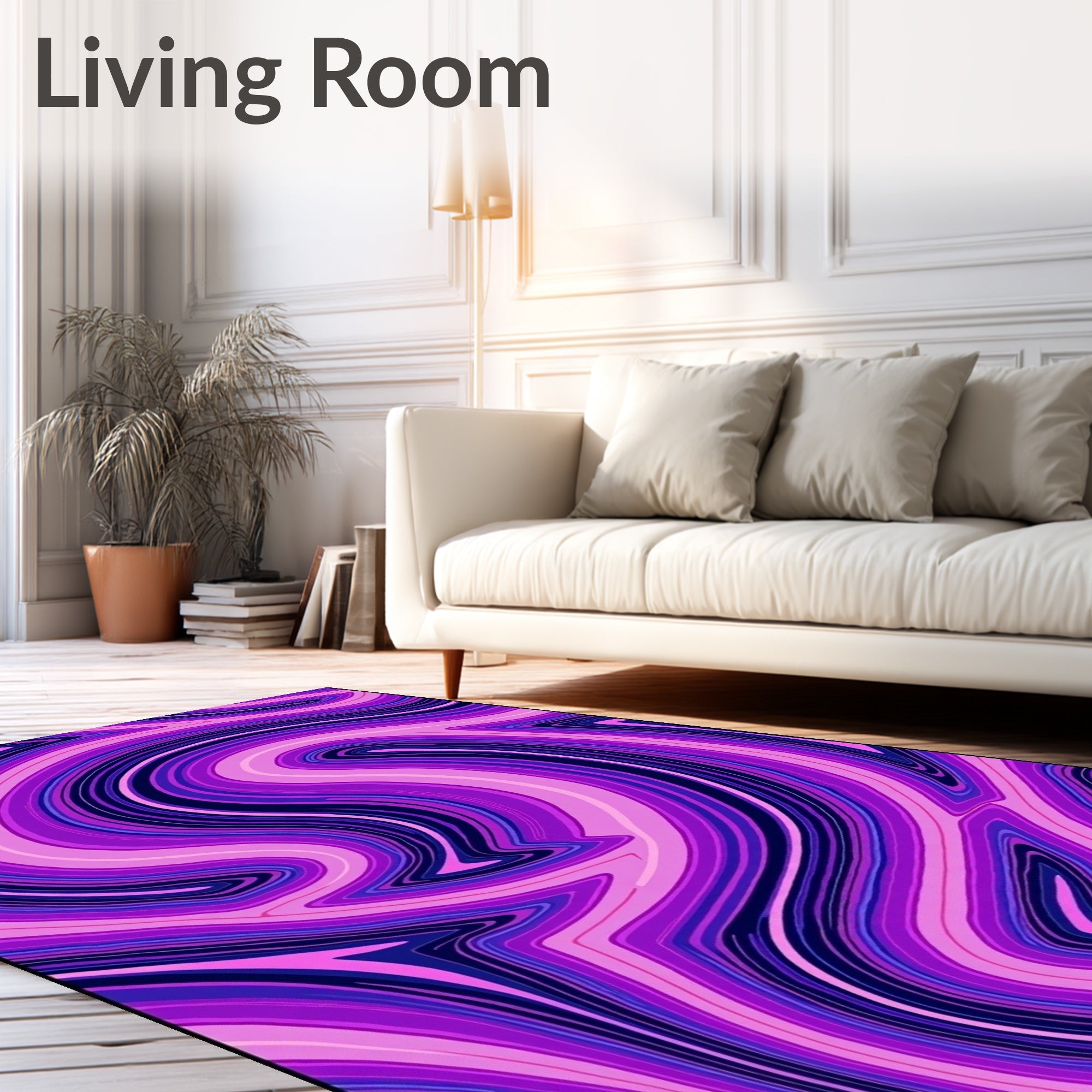 Swirling Purple Pink Abstract Design Rug