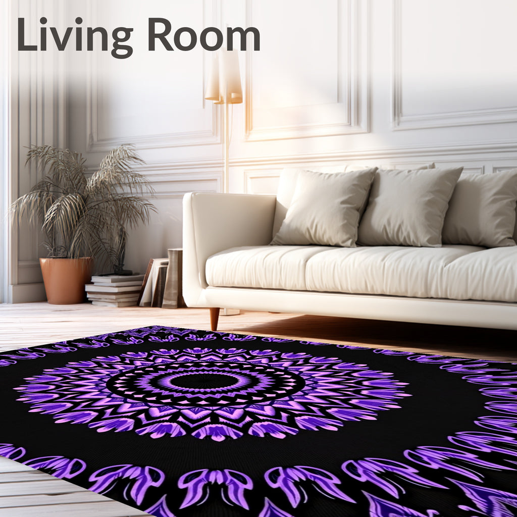 Radiant Mandala Violet Petal Design Rug