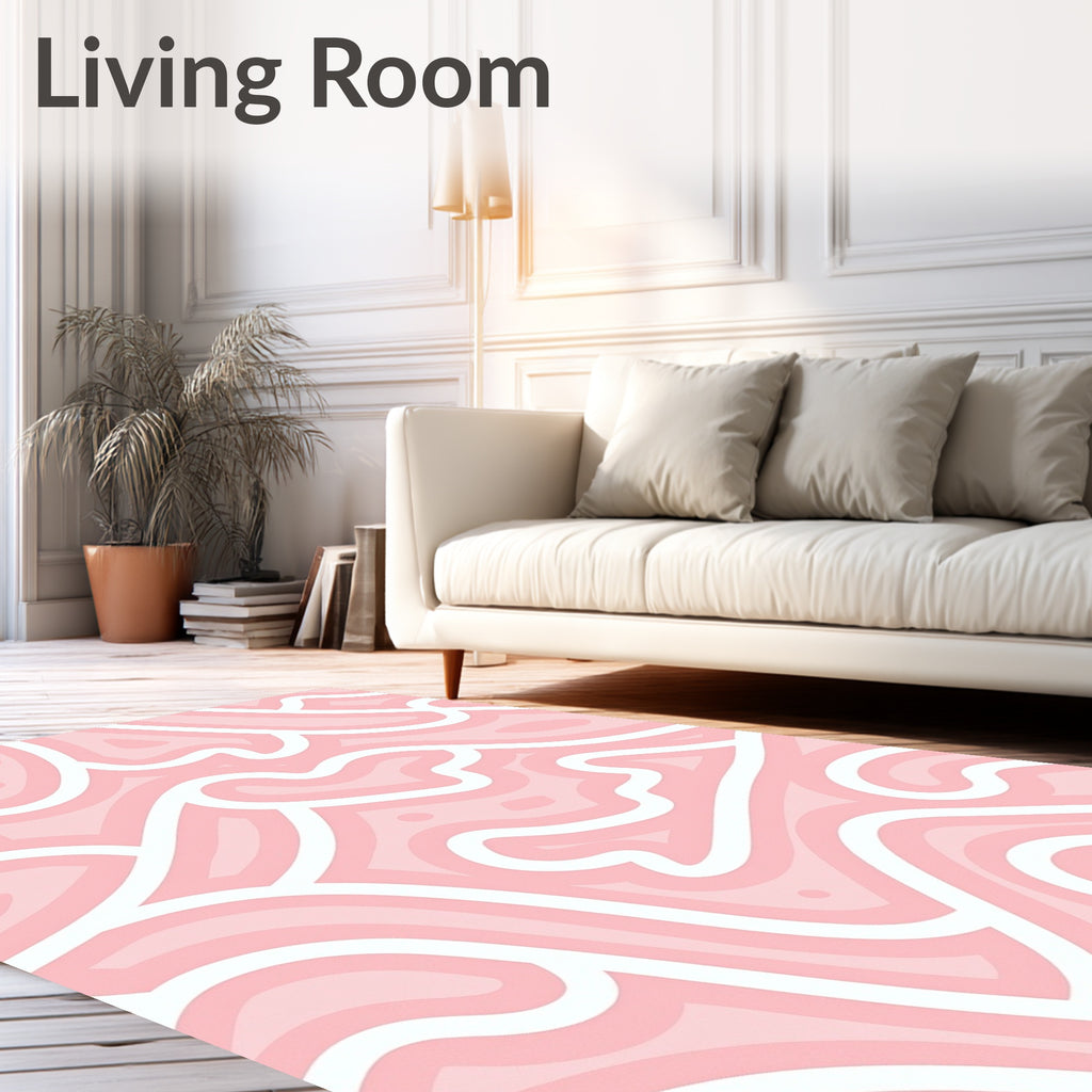 Pink Waves Abstract Striped Pattern Rug