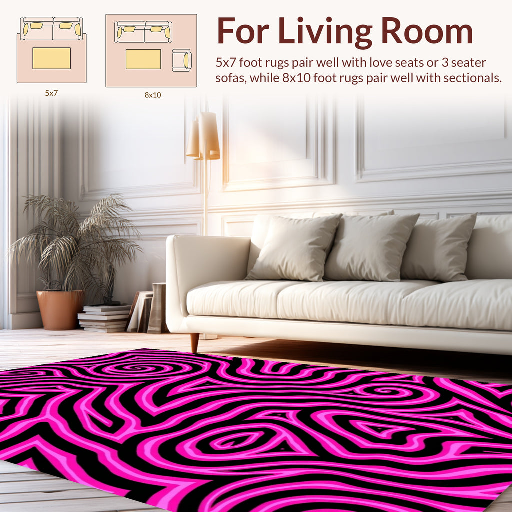 Vivid Pink Swirls Abstract Design Rug