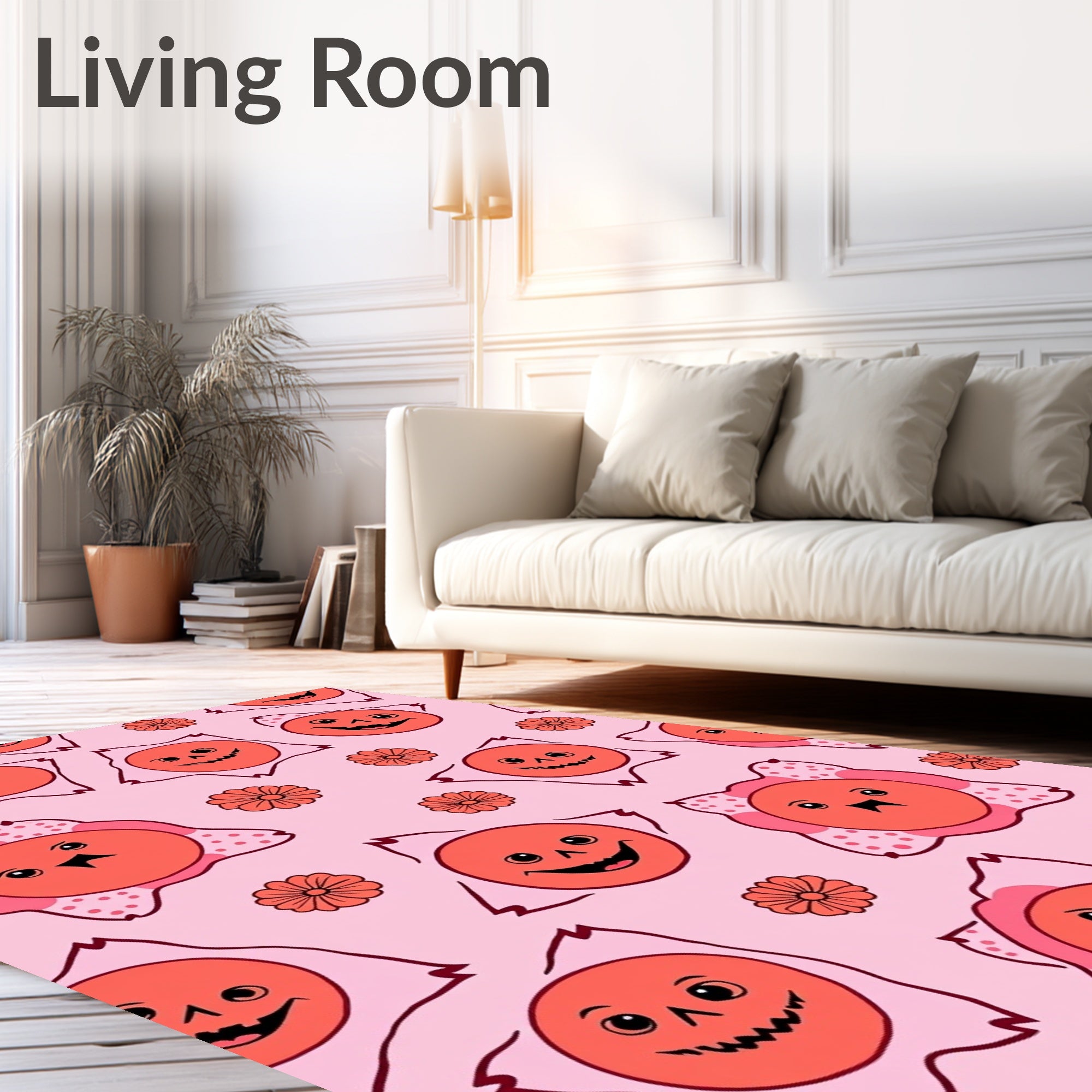 Cute Spooky Faces Flowers Design Rug