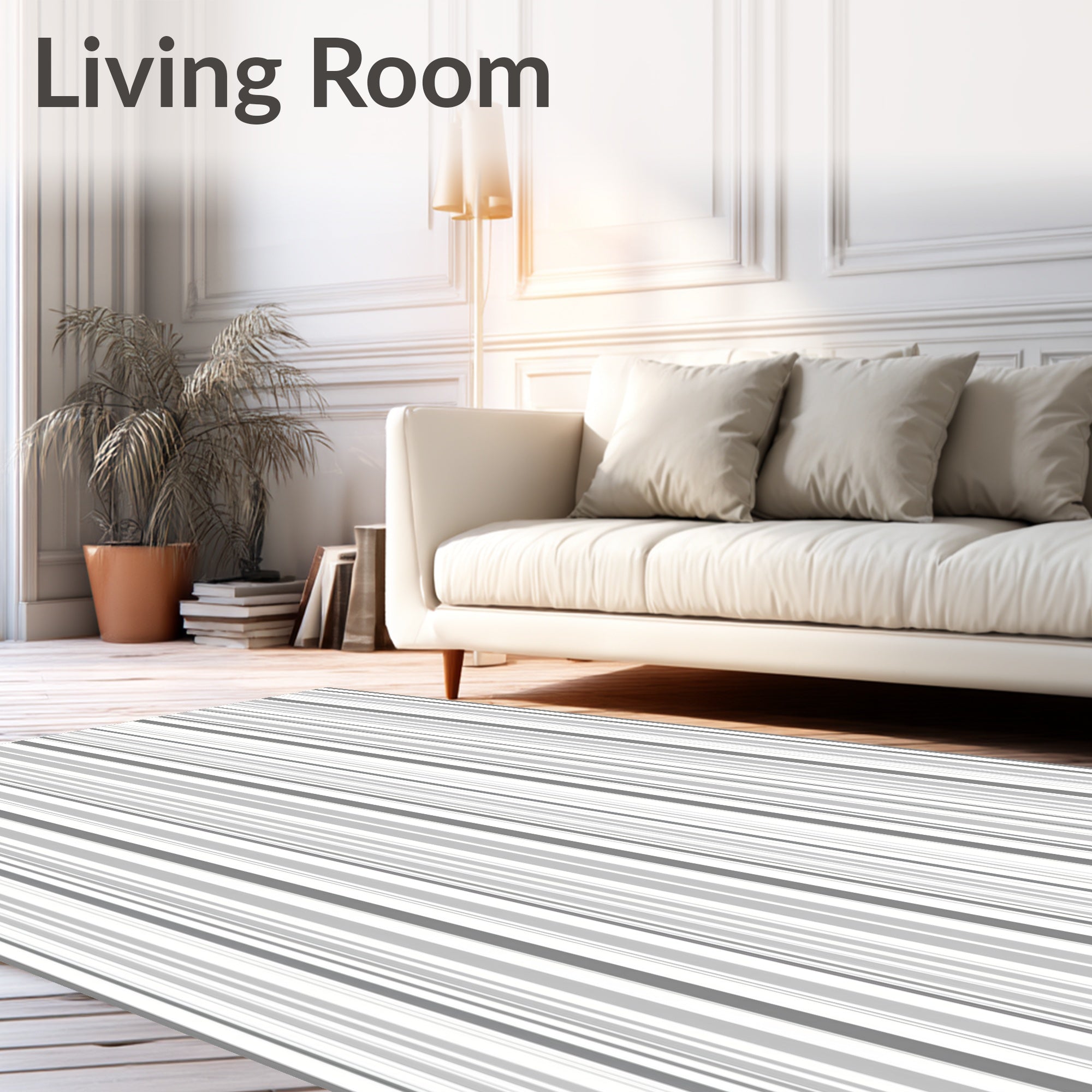 Neutral Vertical Stripe Contemporary Pattern Rug