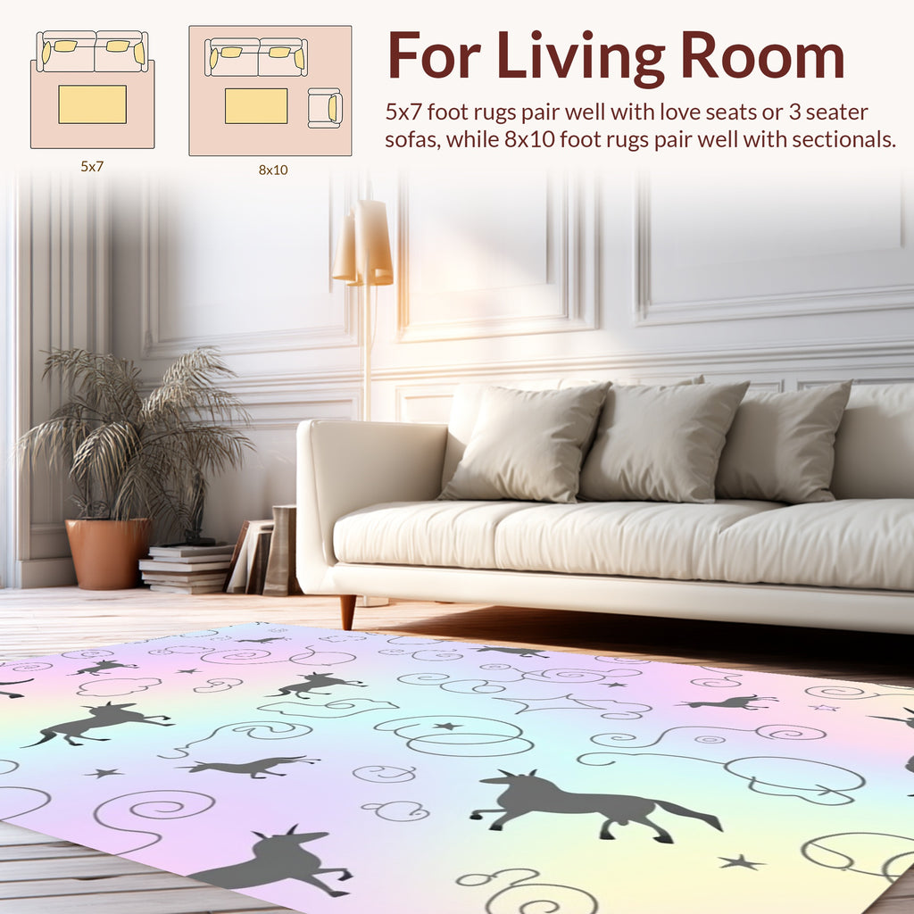 Whimsical Unicorn Silhouette Pastel Pattern Rug