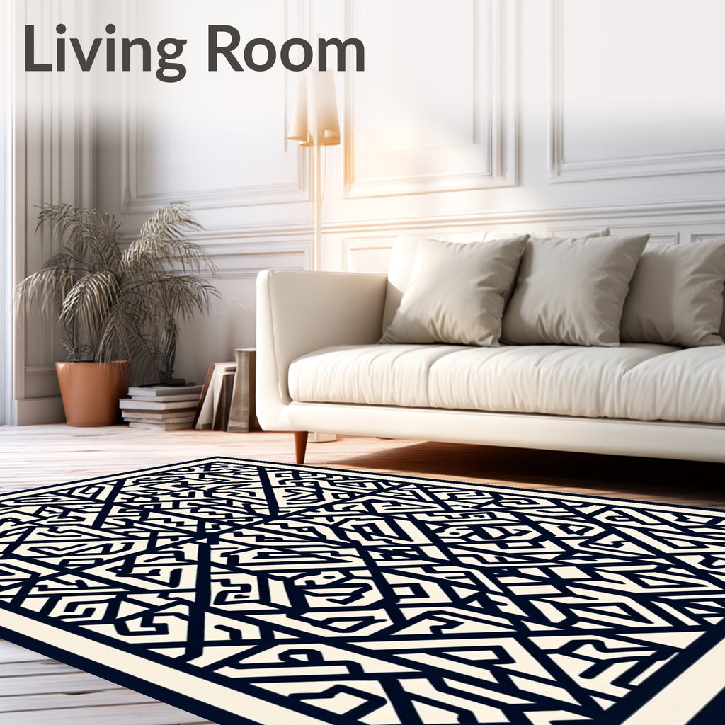 Geometric Maze Motif Graphic Pattern Rug