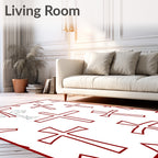 Cross Pattern Red Graphic Rug