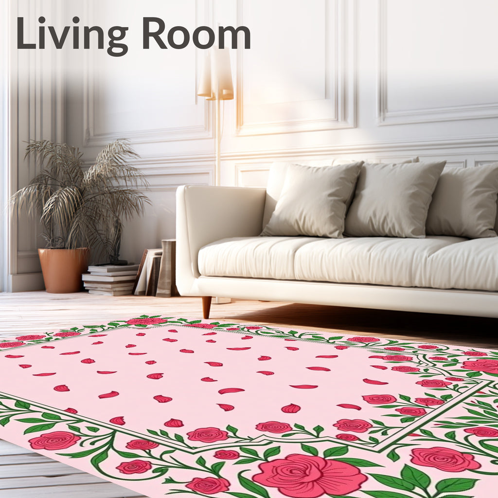 Floral Rose Petal Pattern Rug