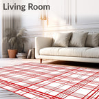 Classic Red Tartan Grid Pattern Rug
