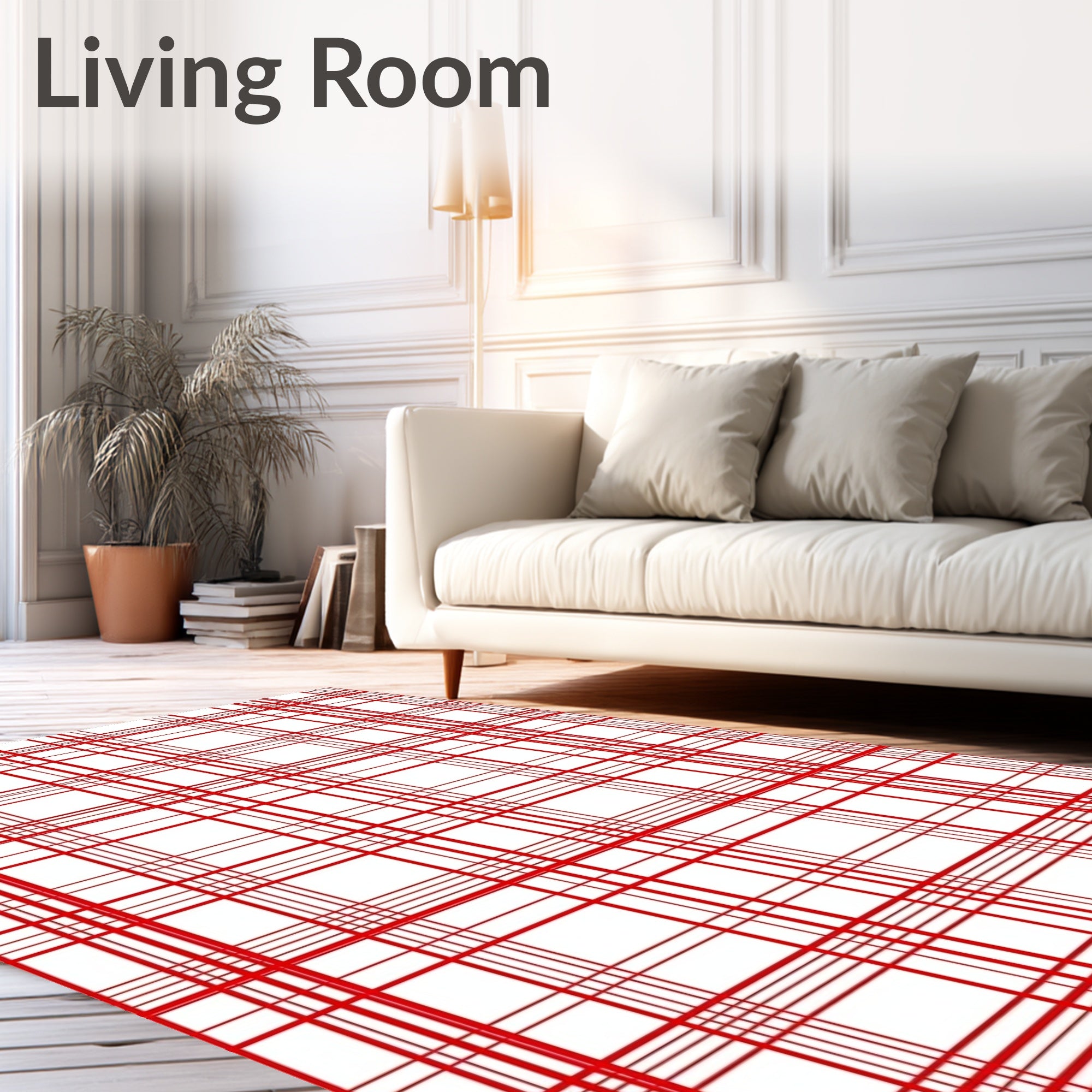 Classic Red Tartan Grid Pattern Rug