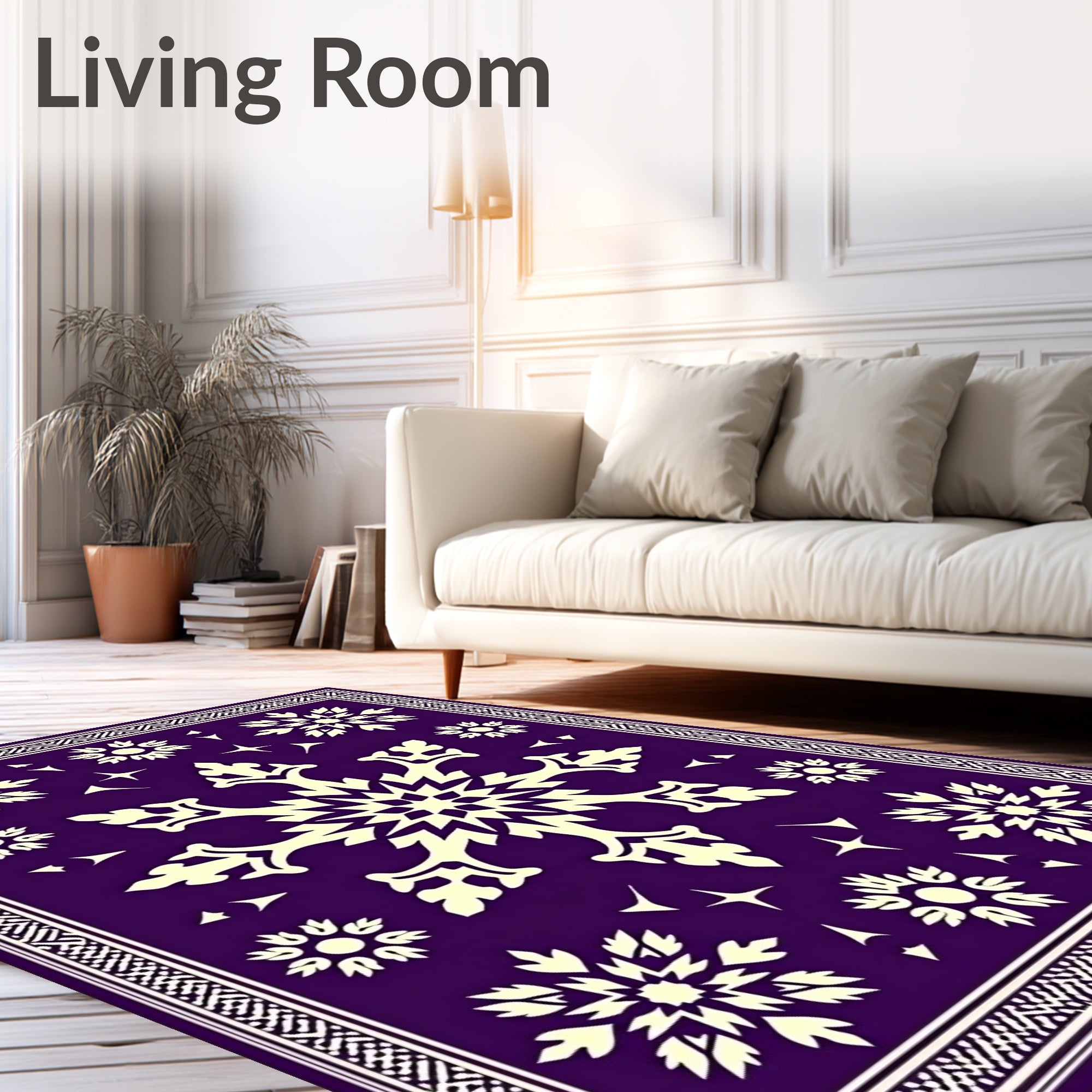 Purple Snowflake Pattern Rug