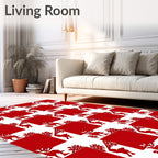 Red Deer And Tree Silhouette Pattern Rug