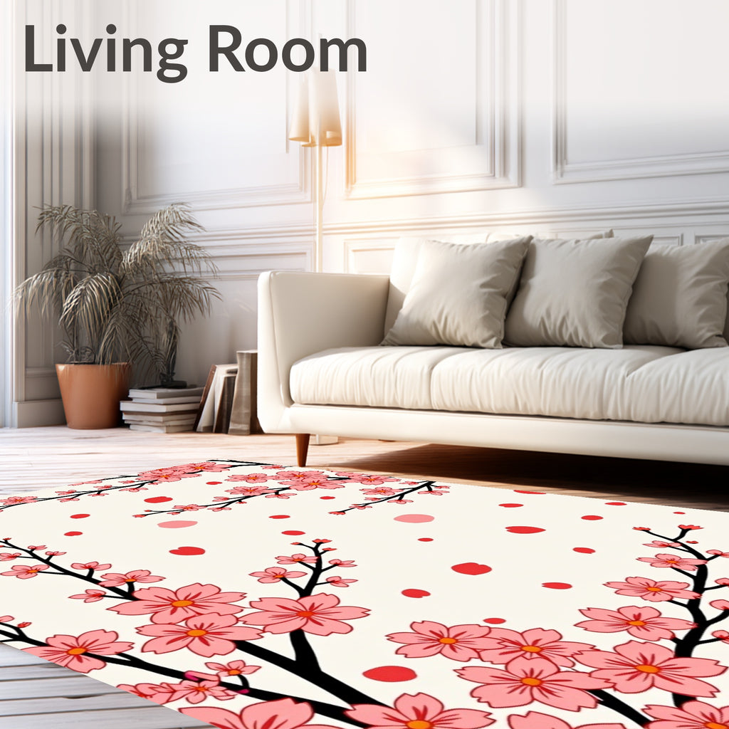Pink Cherry Blossoms Petals Design Rug