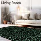 Ornate Floral Border With Flower Design Rug