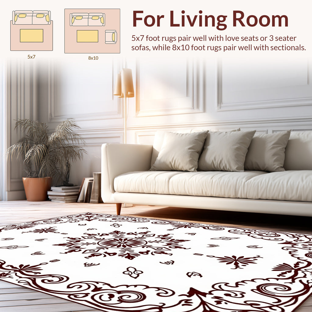 Ornate Floral Mandala Pattern Area Rug