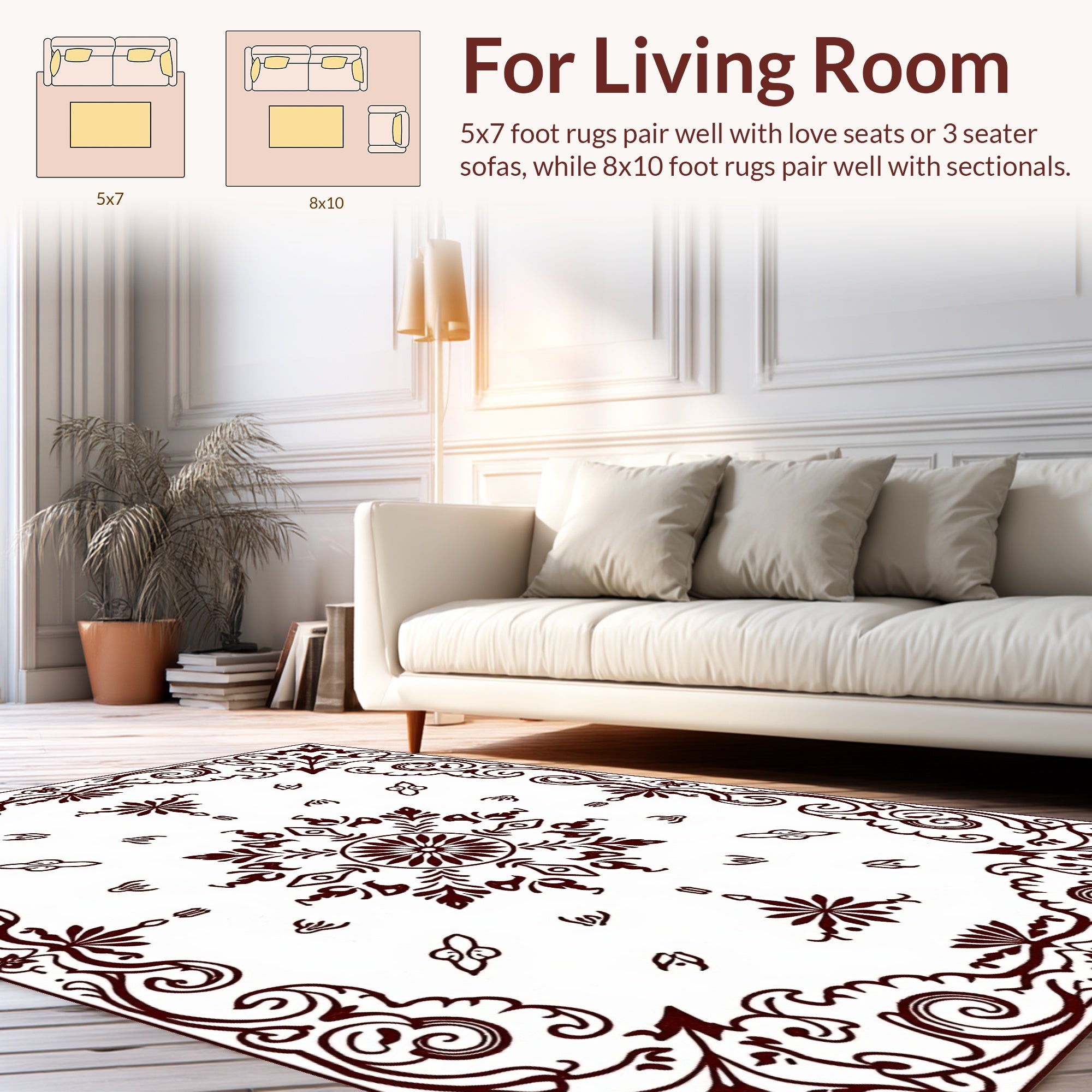 Ornate Floral Mandala Pattern Area Rug