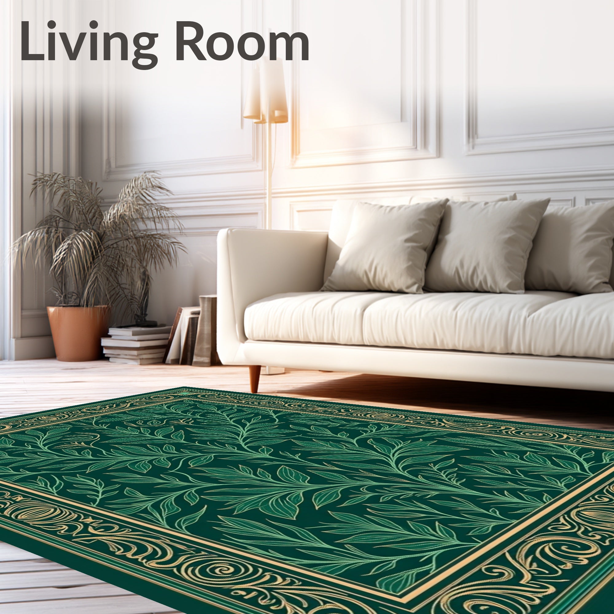Emerald Garden Vines Border Rug