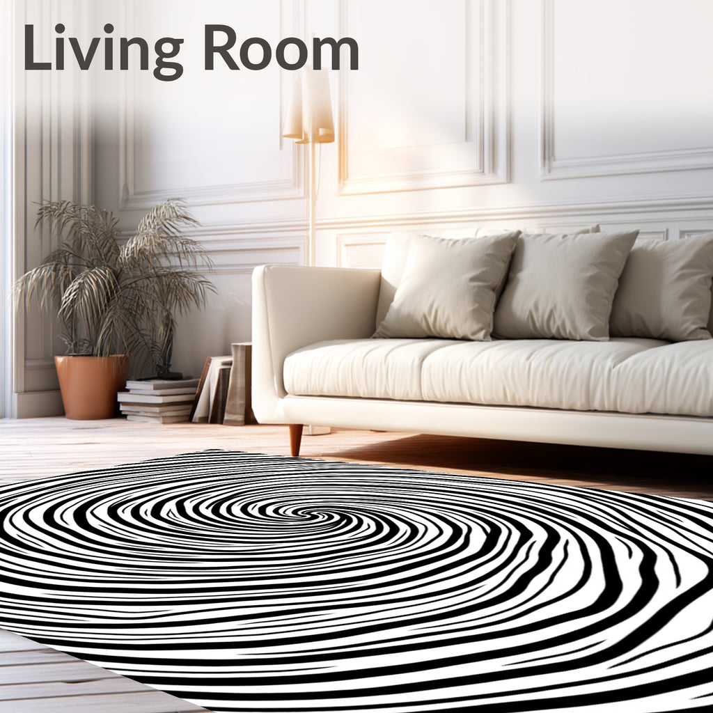Black and White Swirl Pattern Rug