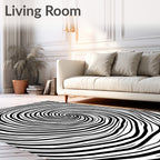 Black and White Swirl Pattern Rug