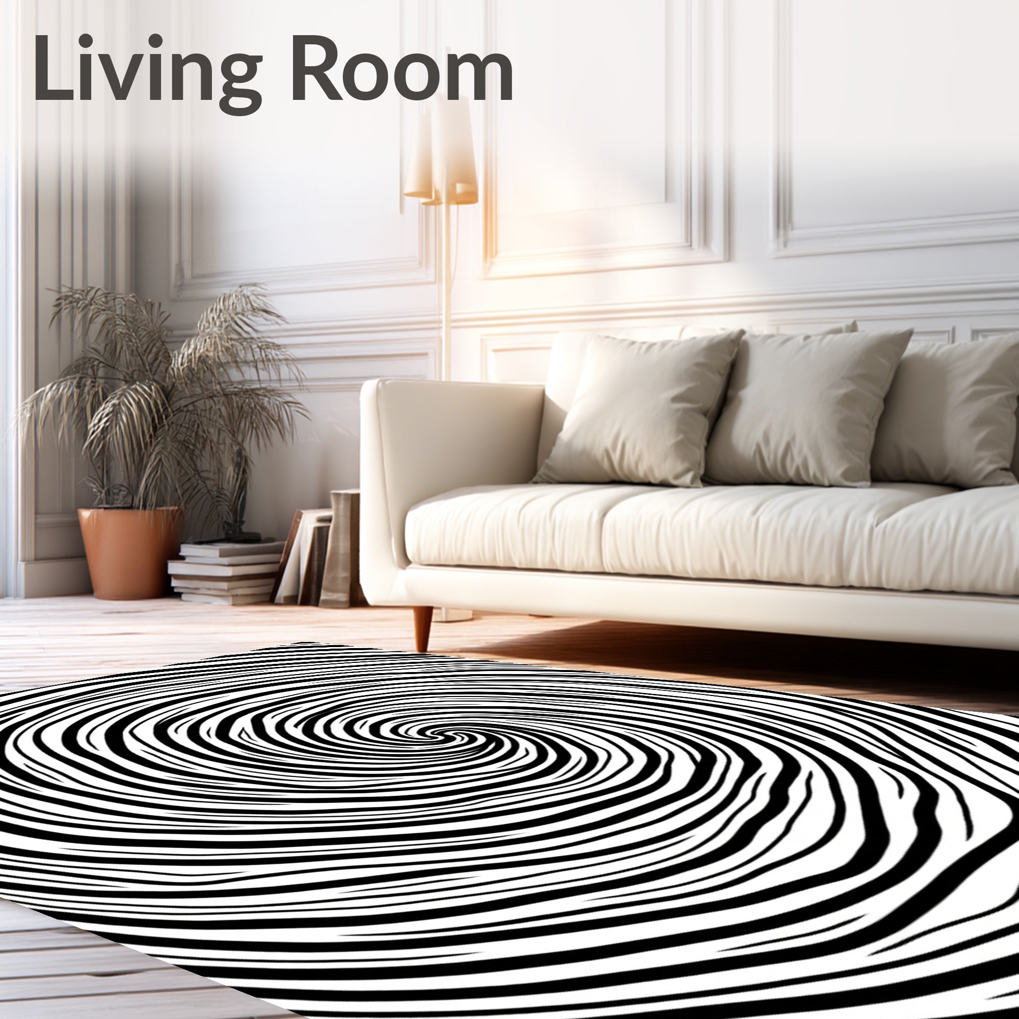 Black and White Swirl Pattern Rug