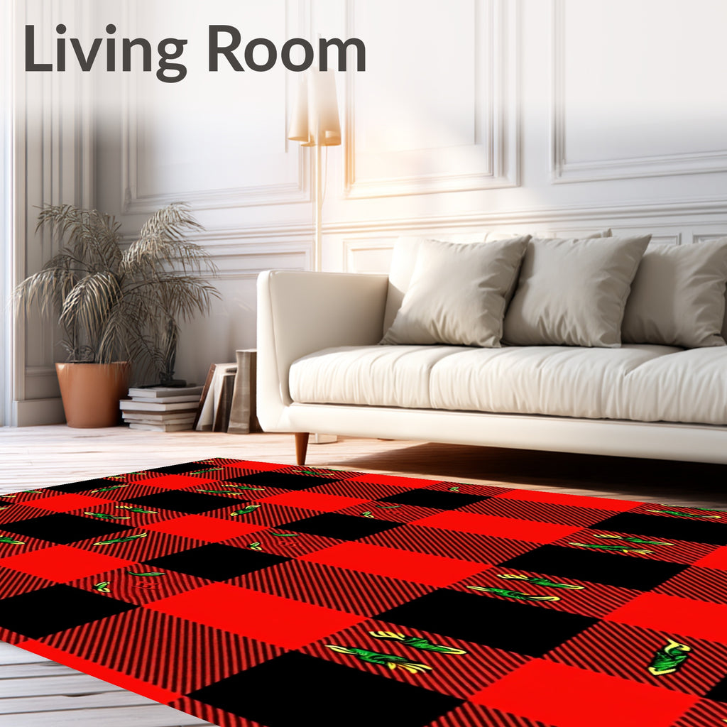 Red Black Buffalo Plaid Pattern Rug