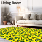 Festive Green Leaf Red Berry Pattern Rug