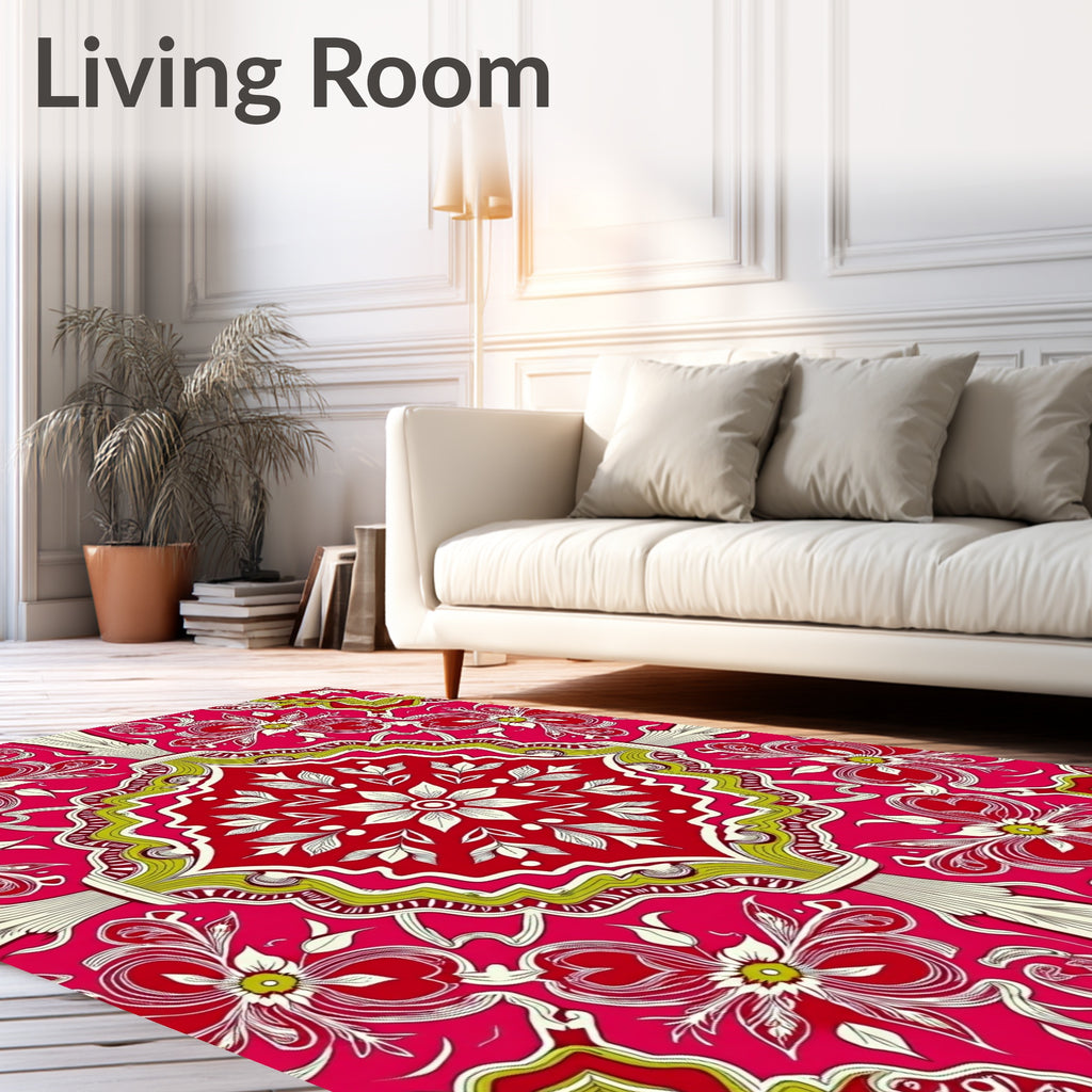Elaborate Floral Vibrant Medallion Design Rug