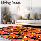 Bold Orange Pink Graphic Pattern Rug