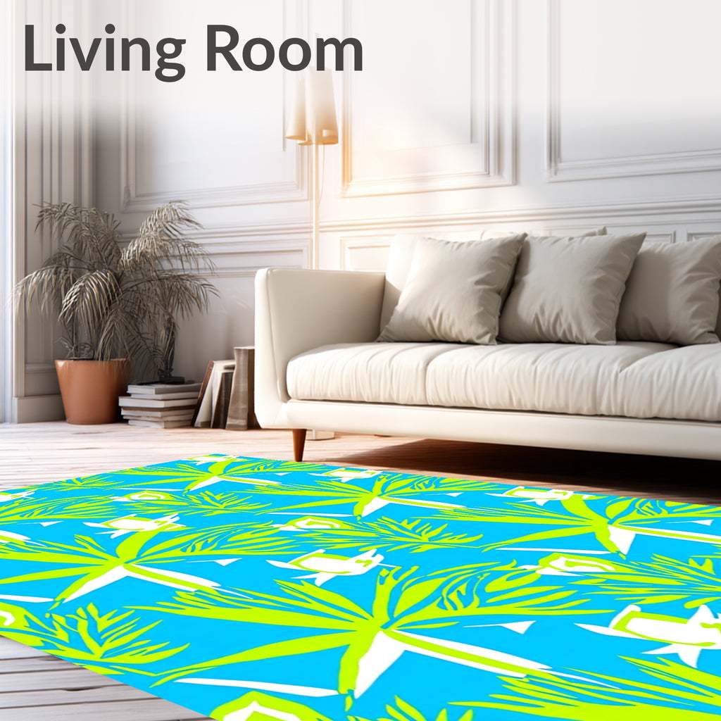 Bright Abstract Floral Leaf Pattern Rug