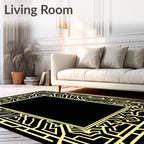 Art Deco Golden Geometric Border Design Rug