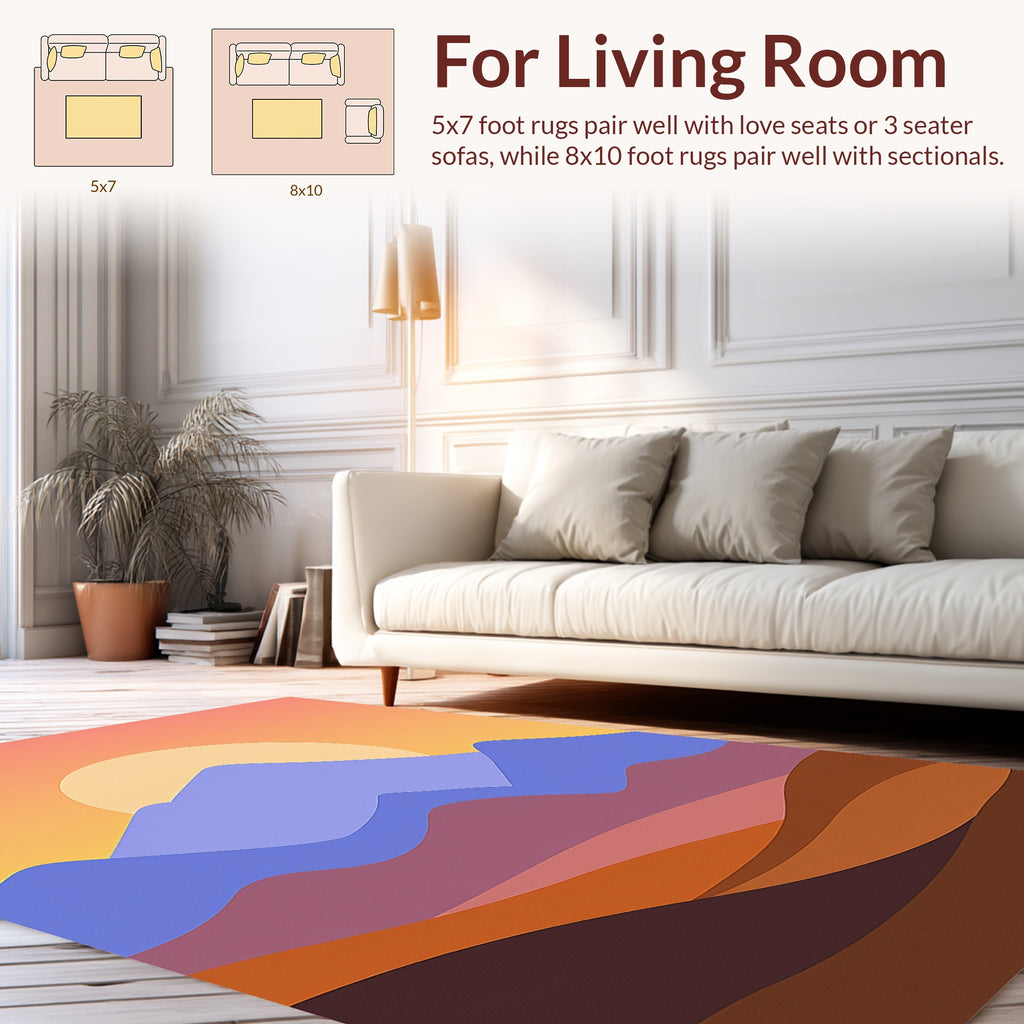 Sunset Mountain Layers Abstract Rug