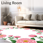 Pink Floral Garden Pattern Rug