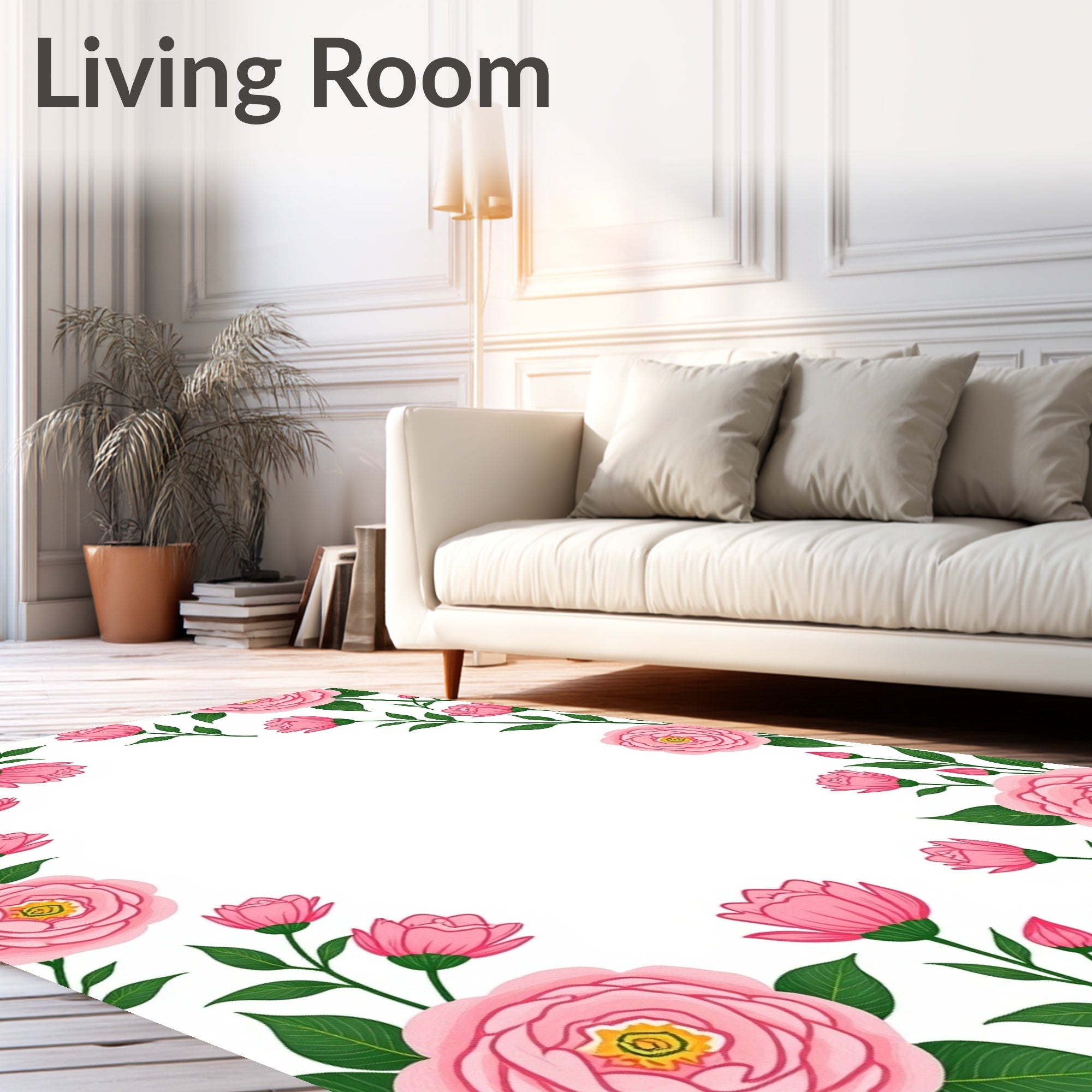 Pink Floral Garden Pattern Rug